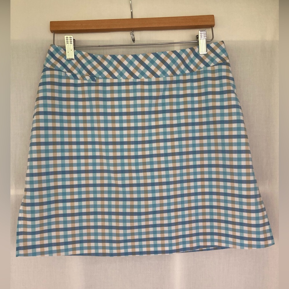 Adidas Golf/Tennis Blue Plaid Checked Skort Mesh Lined Women's Size 8